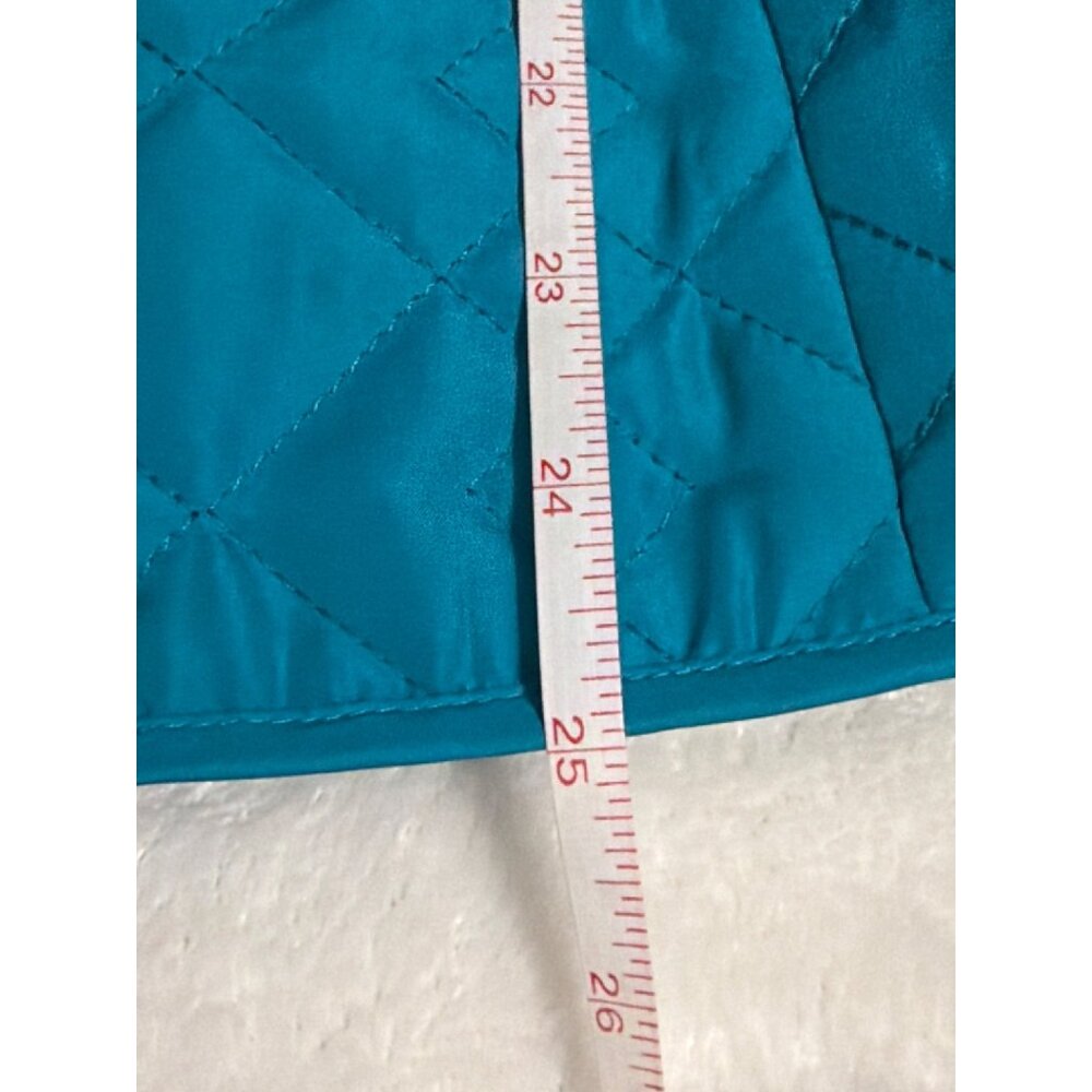 Quilted Teal Zip-Up Sleeveless Vest With Pockets & Collared Neckline Womens L - Picture 4 of 5